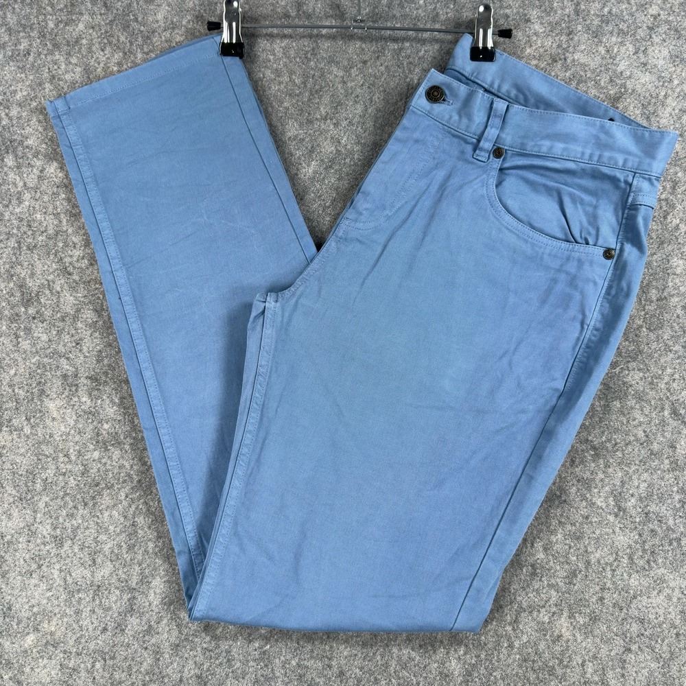 Brooks Brothers Pants Mens 34x30 (Tag 34x32) Blue Stretch Chino 5 Pocket Casual